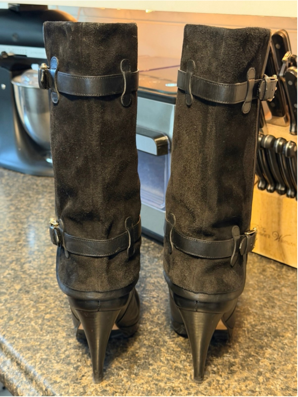 Cole Haan Nike Air Kennedy Boots Buckle Black Med Suede Leather 6.5 - Picture 5 of 12